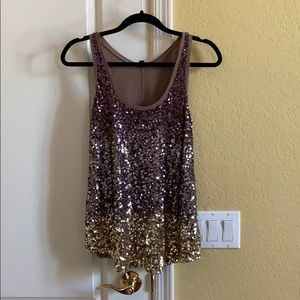 Express Sequin top with gold and pastel colors